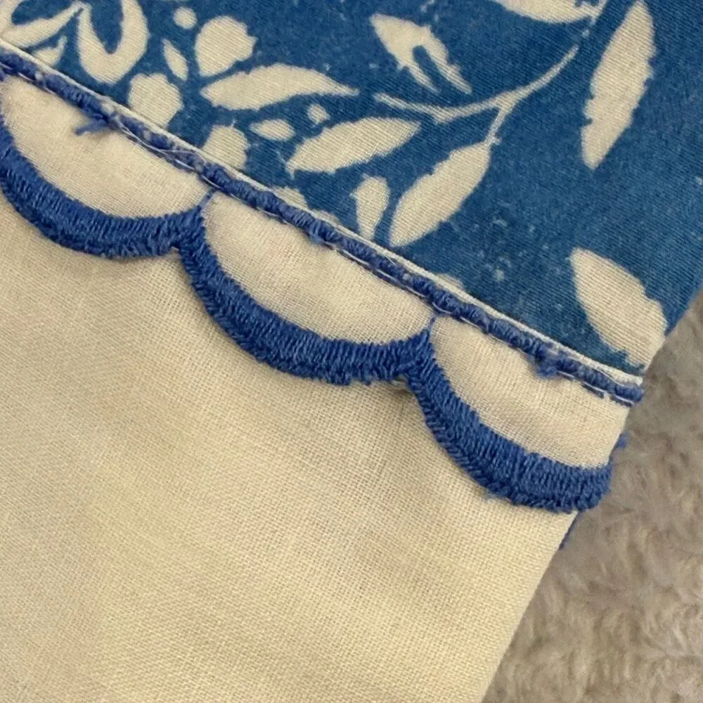 Vintage Block Print Floral Muslin Standard Pillowcases Set of 2 G